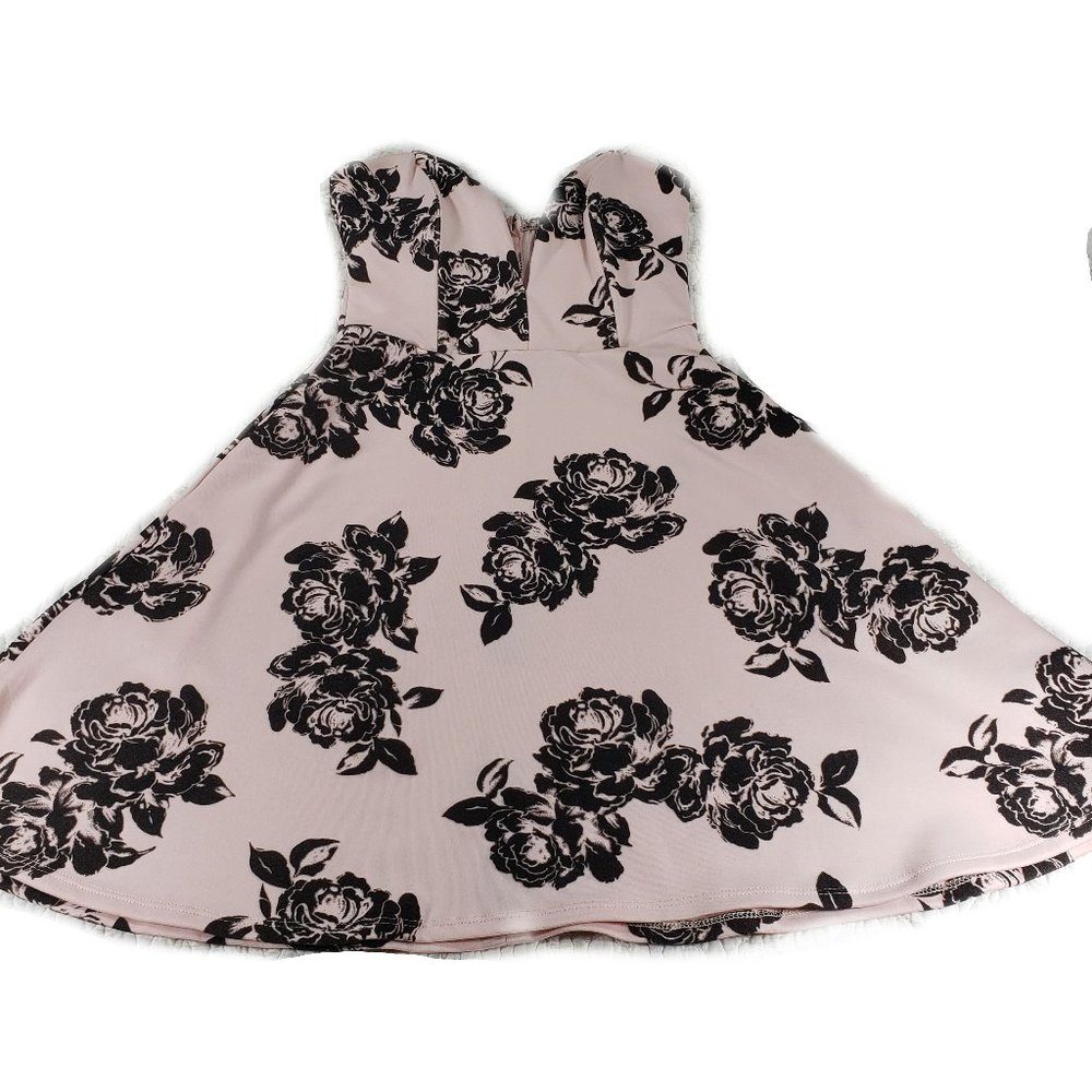 Trixxi Strapless Pink Dress with Black Floral